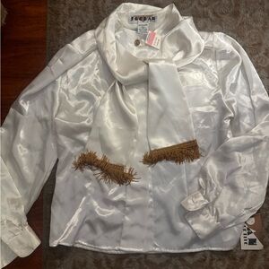 Vintage gold tassel scarf blouse new with tags jrodan petite
